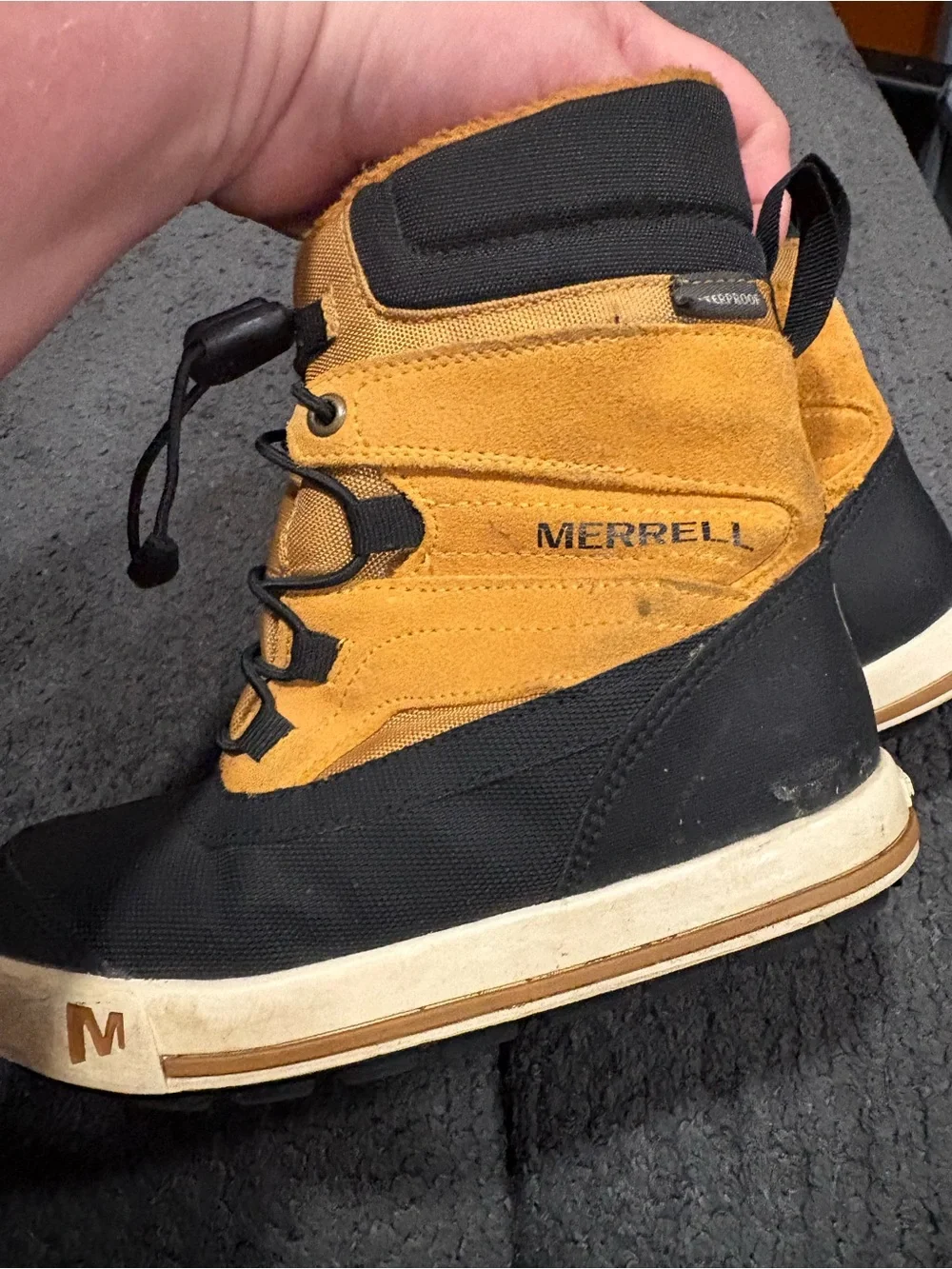 Merrell Boys Yellow and Black Waterproof Winter Boot
