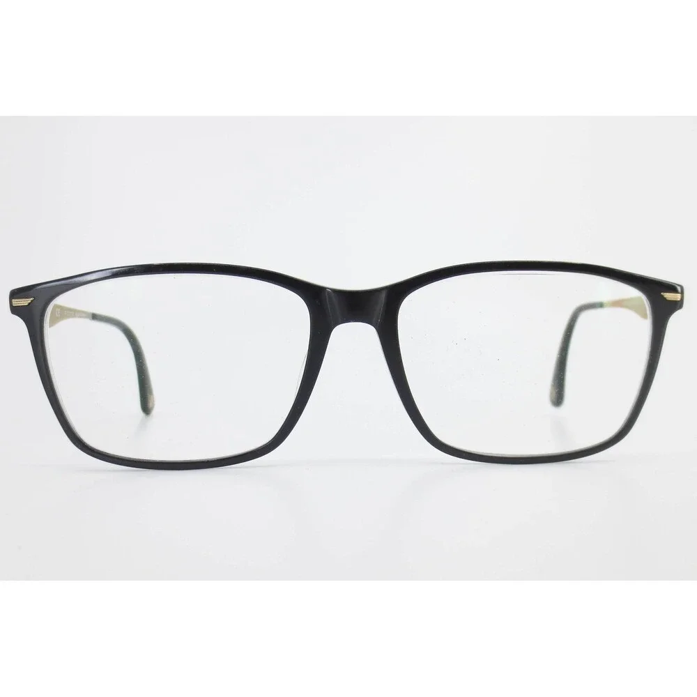 Police VPL986K 0700 Black Gold Rectangular Eyeglasses Frames 54-16-145 Mens