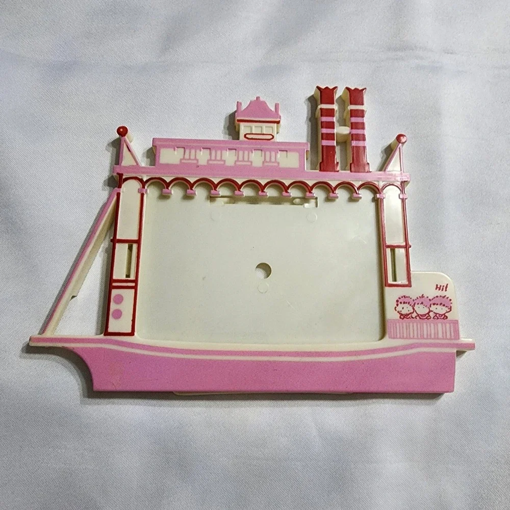 Vintage Pink Steamboat Riverboat Plastic Picture Frame Kawaii Retro Decor