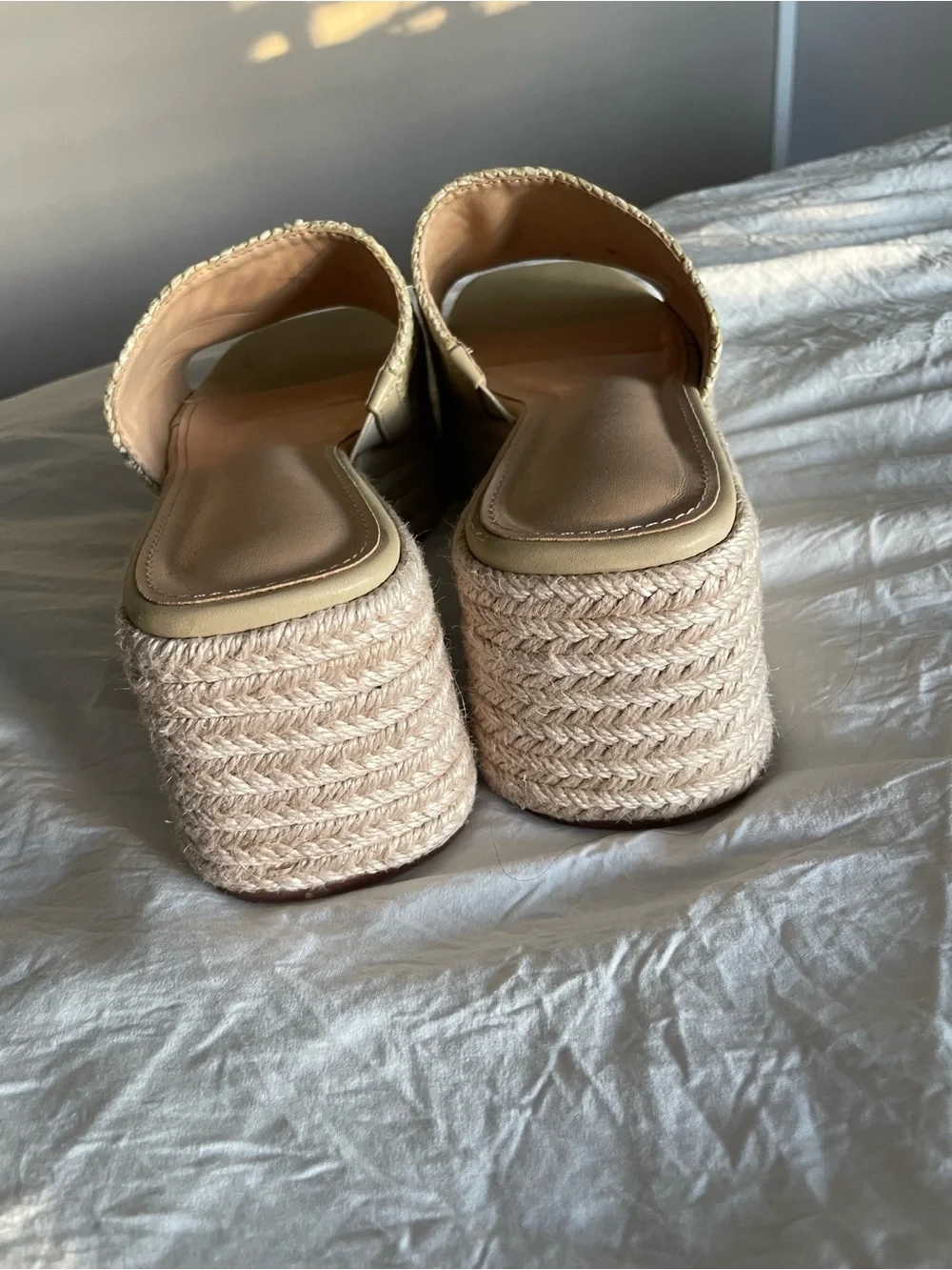 Apricot Woven Platform Slide Sandals