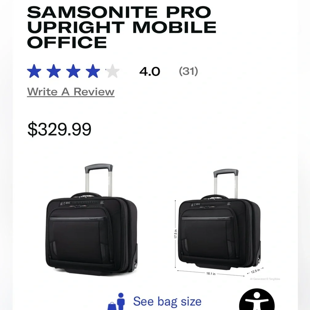 SAMSONITE PRO UPRIGHT MOBILE OFFICE. carry-on baggage