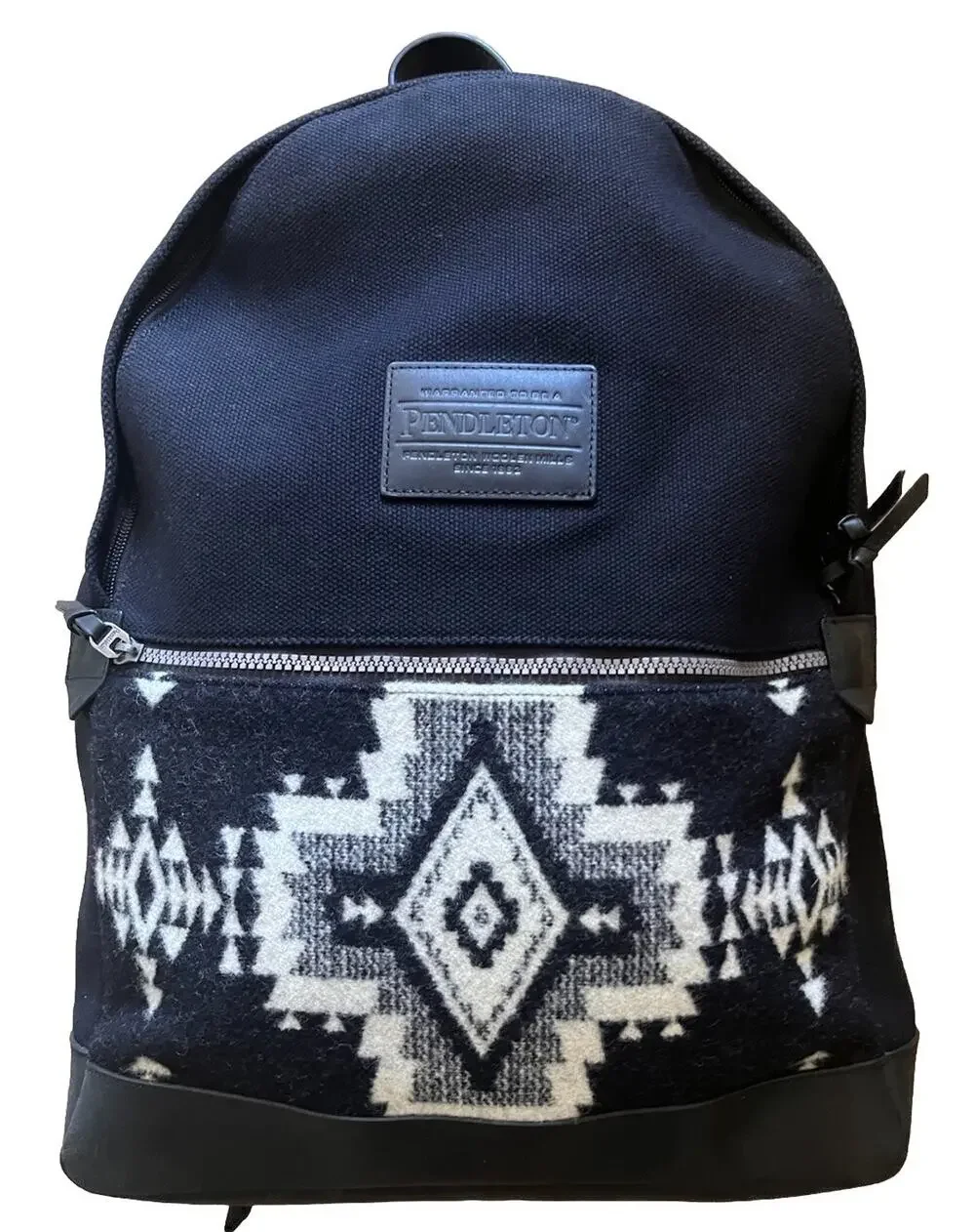 Pendleton Rock Point Backpack Black Canvas Wool Jacquard Daypack Travel Bag