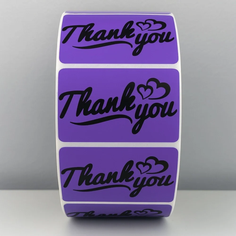 Thank You Stickers with Hearts – Modern Script Labels for Small Business