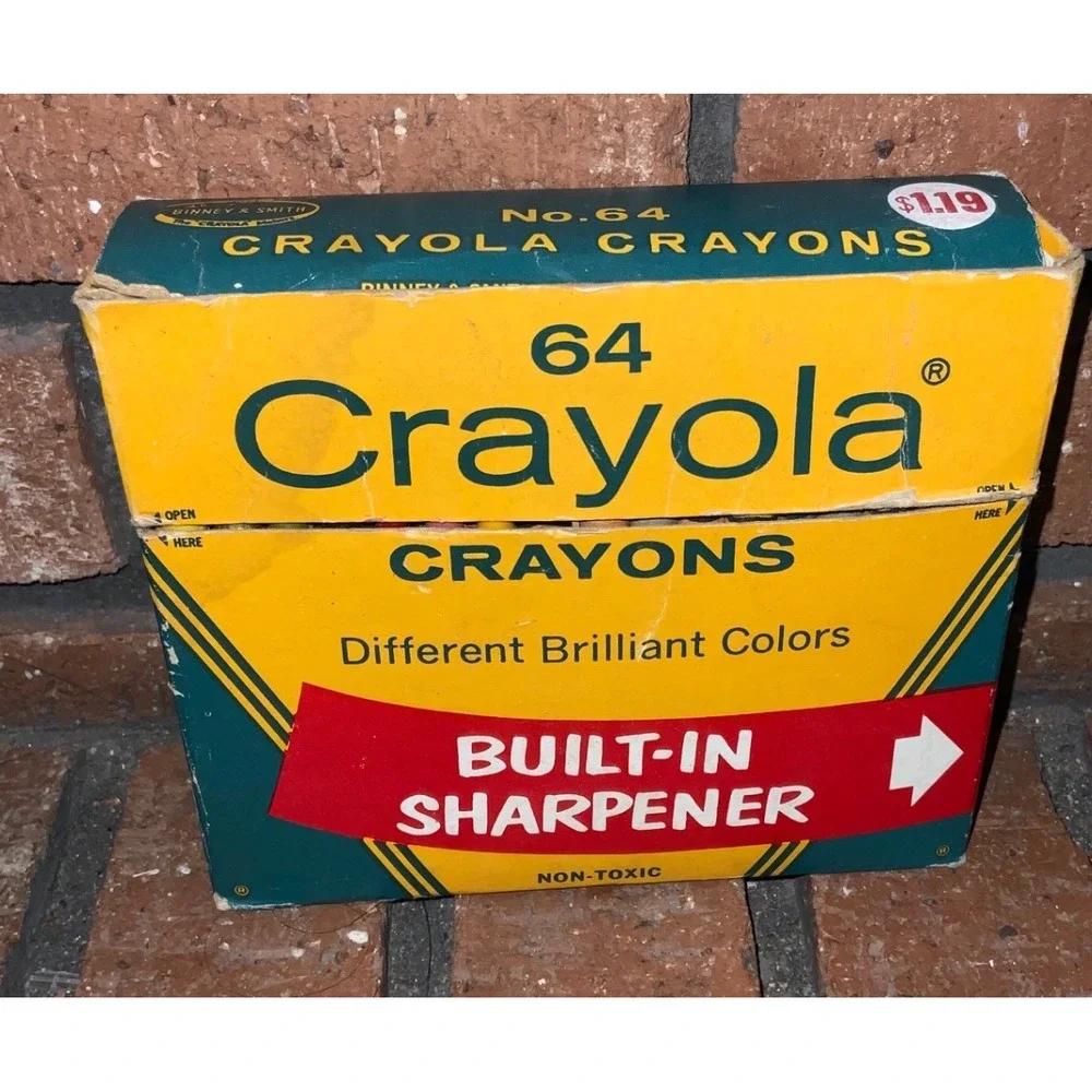 Vintage Crayola Crayons BINNEY & SMITH NO. 64 Box‎ BUILT IN SHARPENER