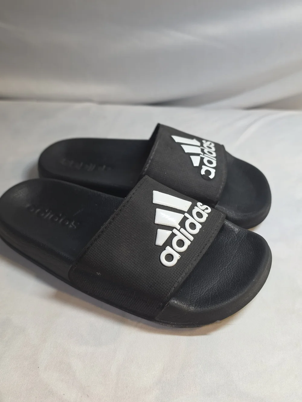 adidas Black Slides with White Logo