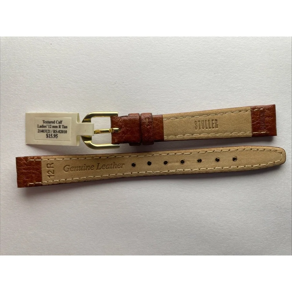 Stuller 12mm Tan Textured Calf Watch Band‎