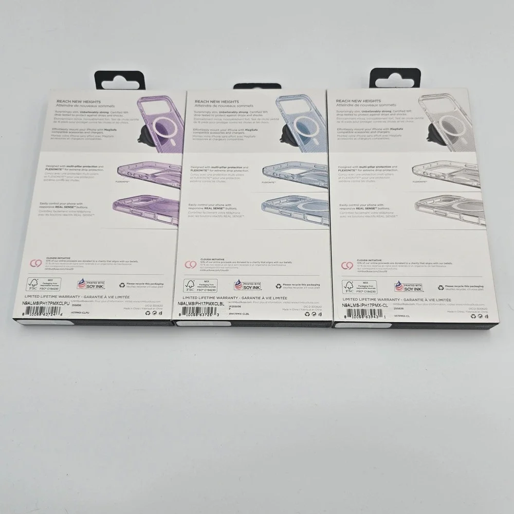 Set of 3 Nimbus9 Alto 2 iPhone 16 Pro Max Case MagSafe NEW Purple Blue Clear