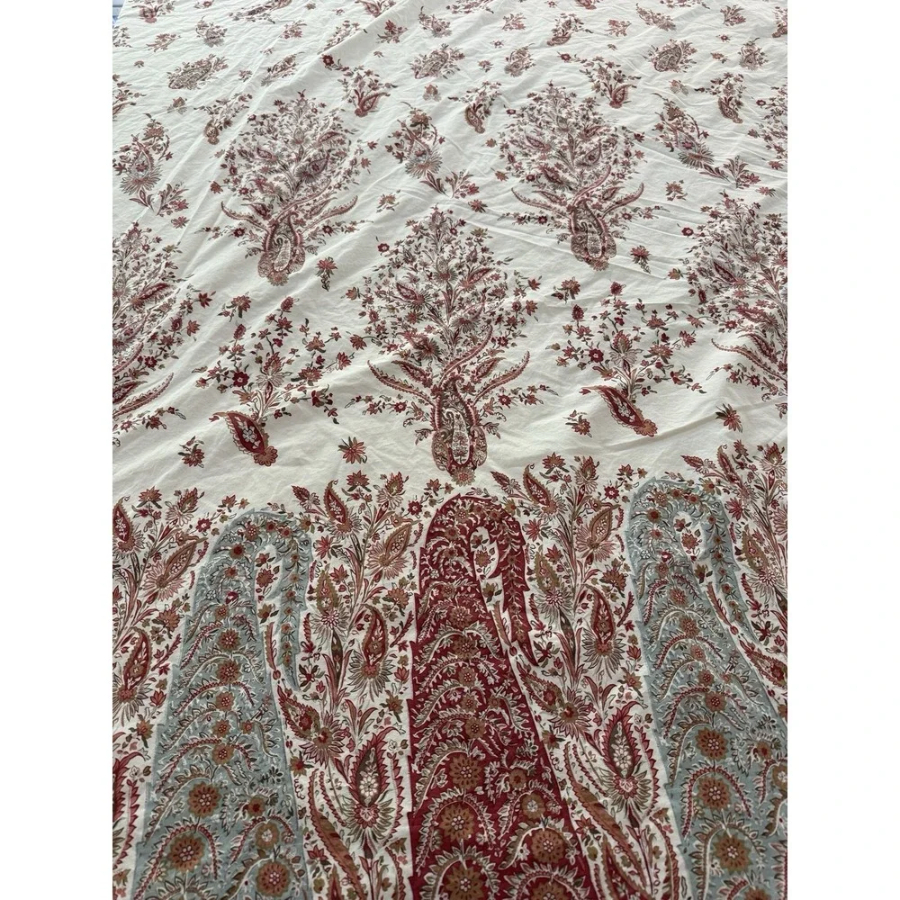 Pottery Barn‎ Queen Duvet Cover Red Blue Paisley Floral Boho 2011 Made in Israel