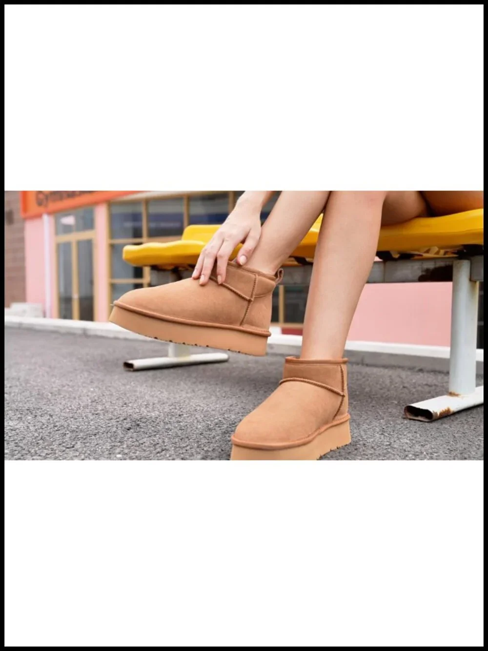 Genuine Suede Ankle Platform Snow Boots with Cozy Lining
