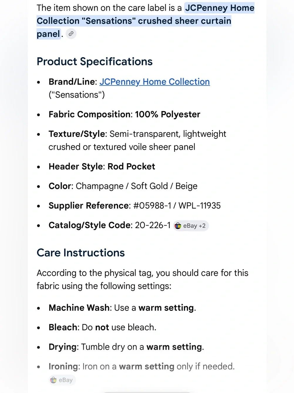 Home Collection semi sheer