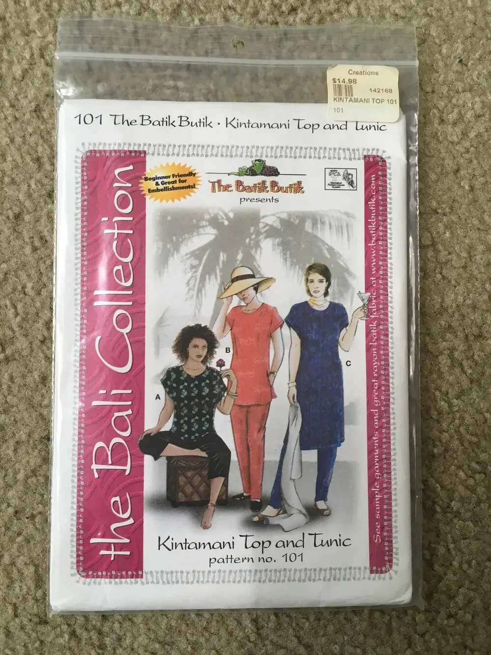 Batik Butik Sewing Pattern 101 Beginner Bali Kintamani Top Tunic S-3XL UNCUT