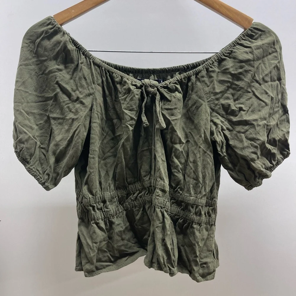Abercrombie & Fitch‎ Forest Green Off-Shoulder Blouse Y2K