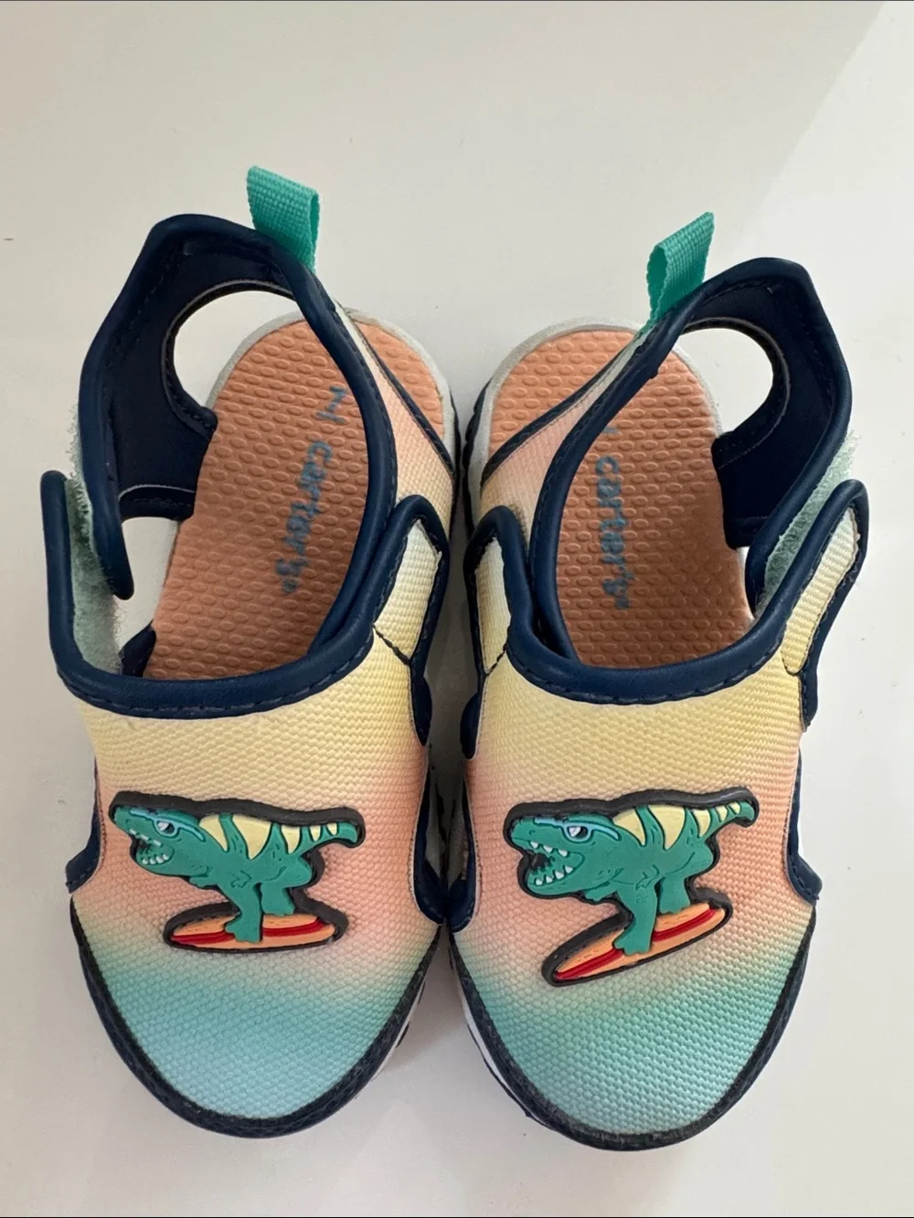 Carter's Kids Surfing Dino Gradient Slip-On Water Shoes - Teal/Peach/Yellow