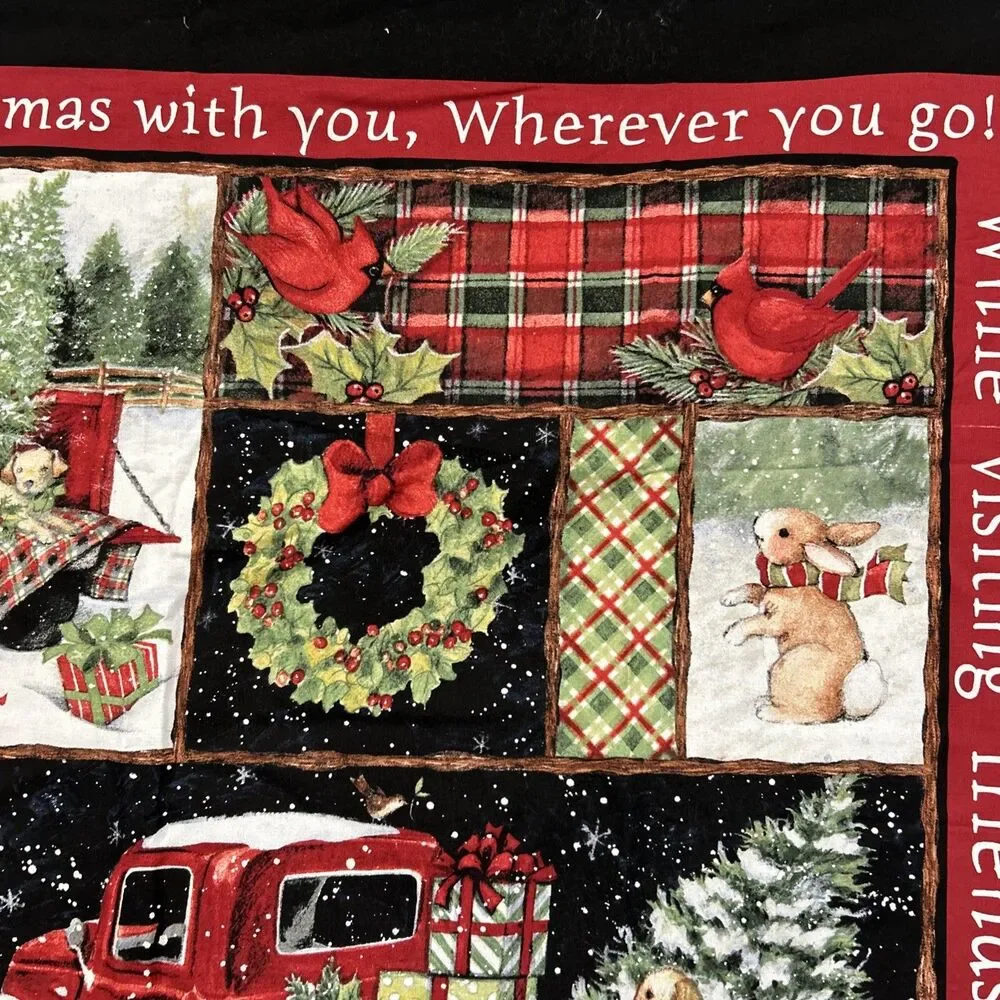 Susan Winget Cotton Quilting Fabric Panel Red Truck Holiday Christmas 35