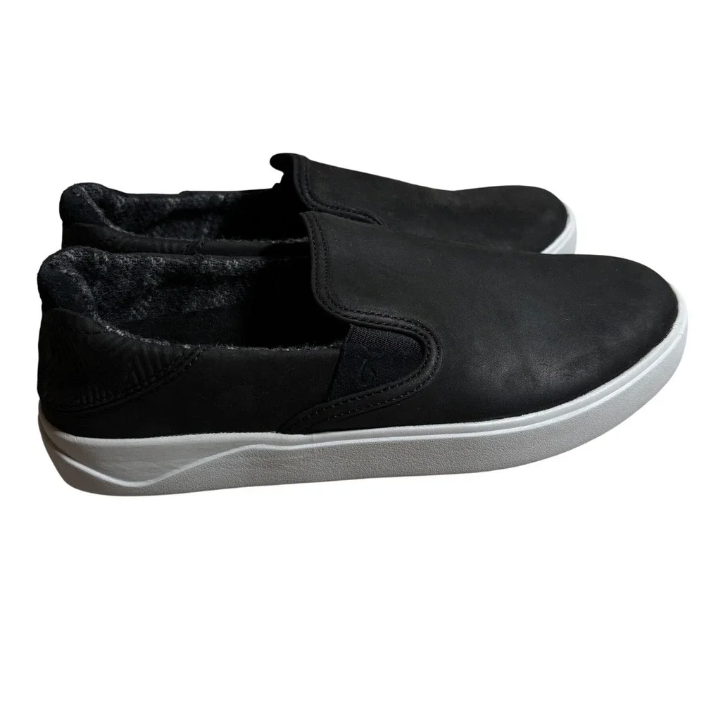 OluKai Lae'ahi Ili Mens 7 Leather Slip On Sneakers Shoes Beach Walk Heritage