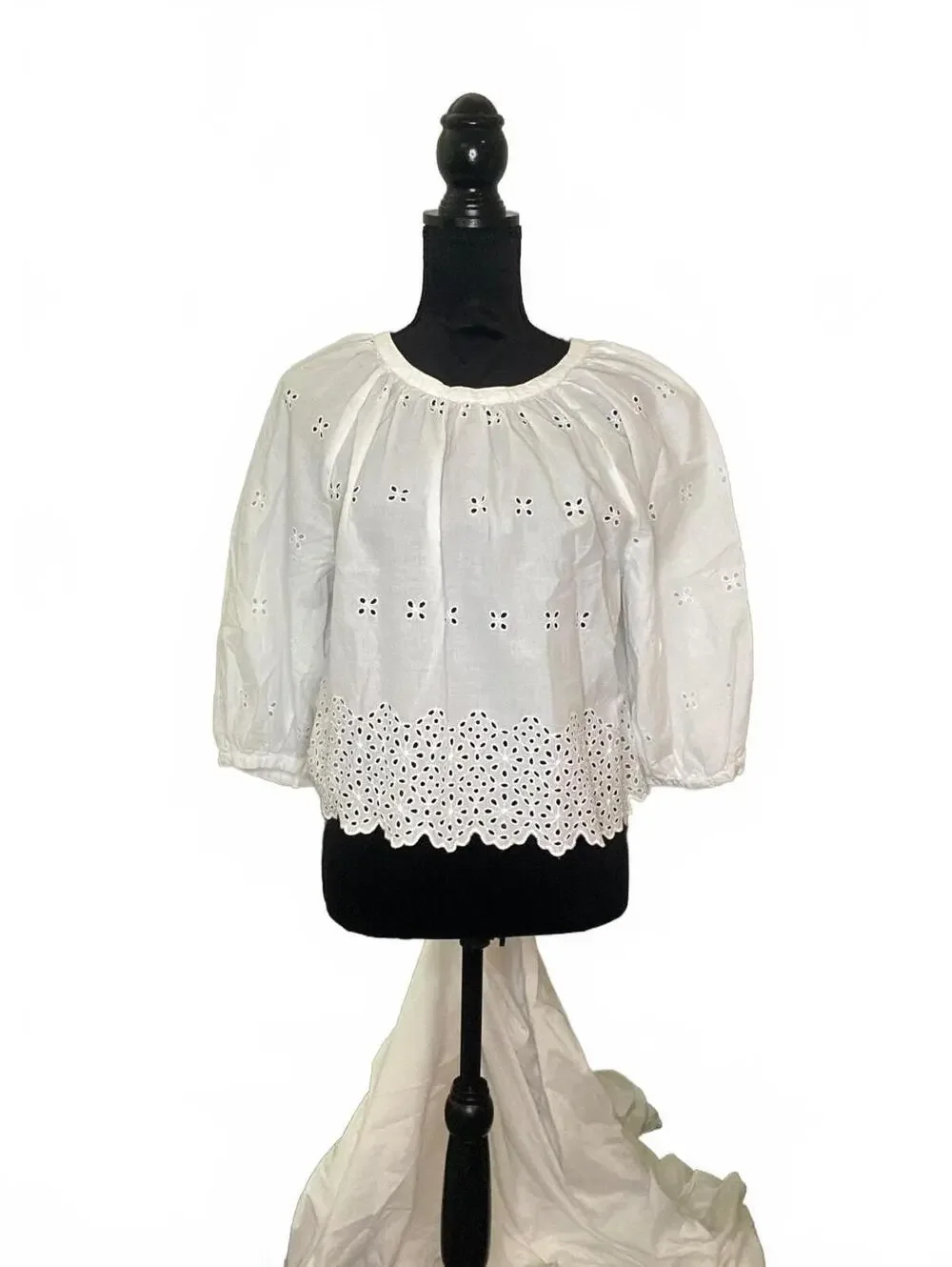 Old Navy Women's White Eyelet Cotton Blouse