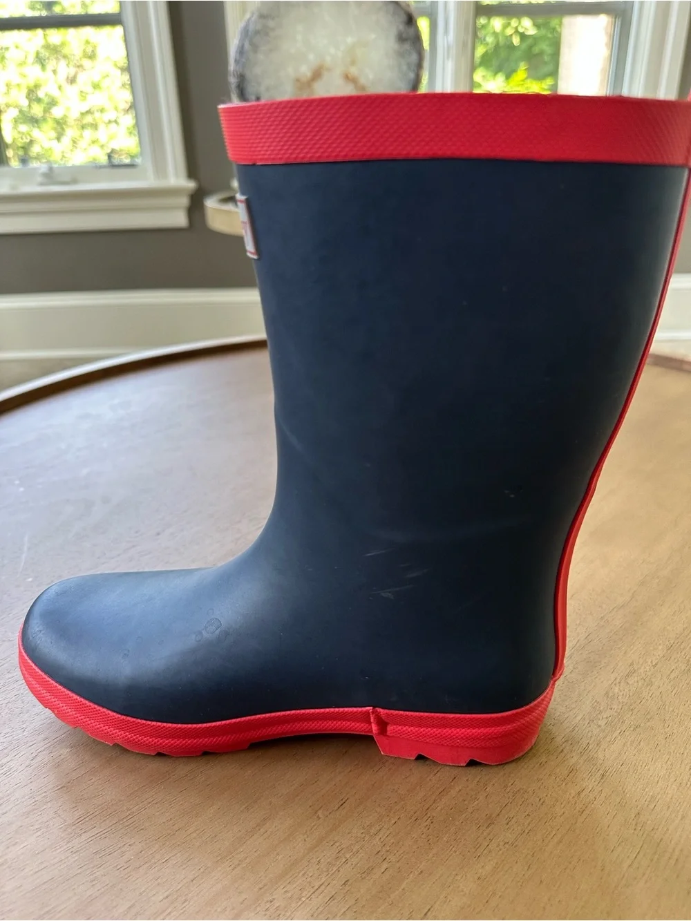 Hatley Matte Rain Boots, Size 4 Big Kid, Navy & Red