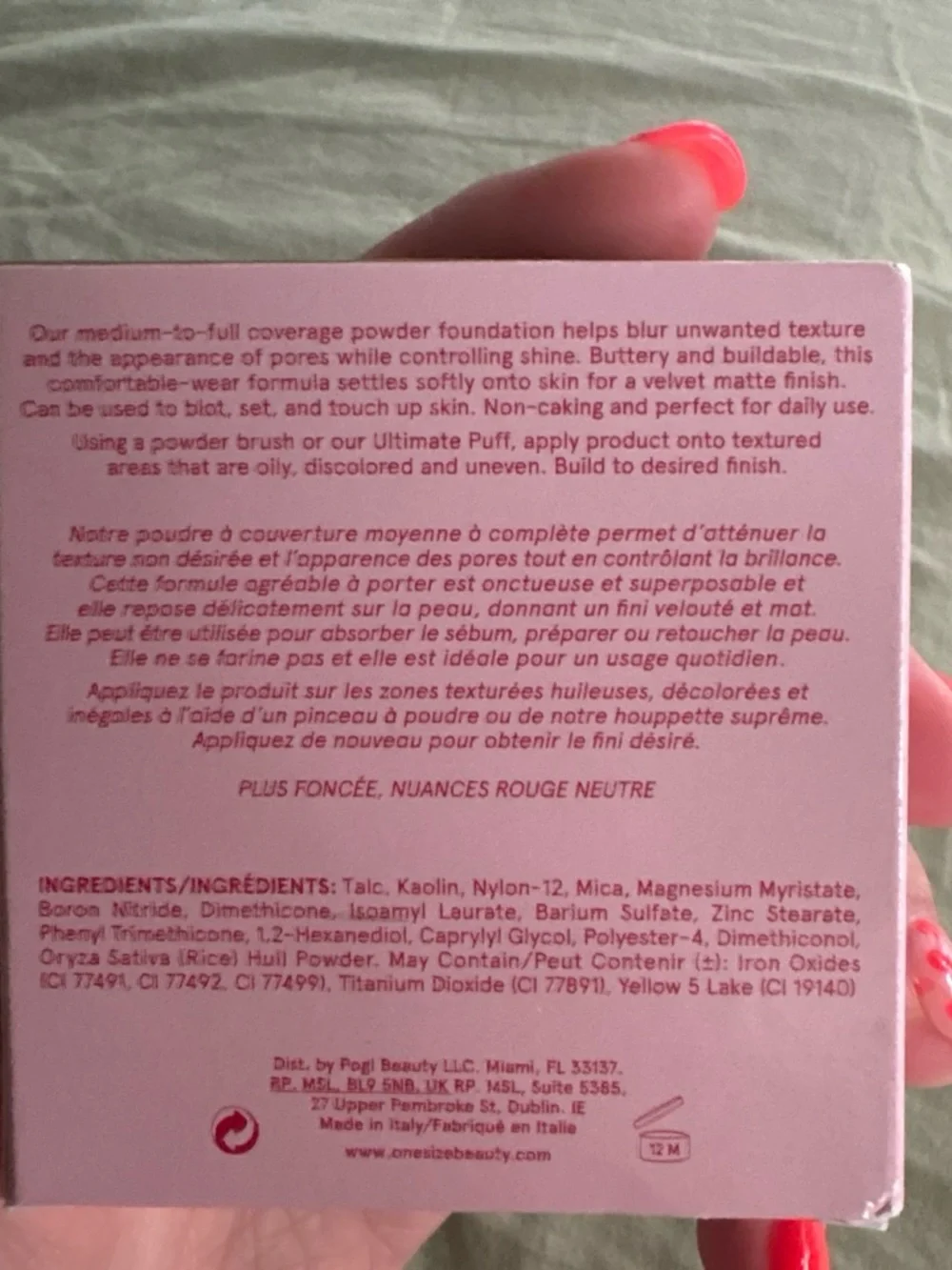 ONE/SIZE Versatile Foundation Powder Compact — Pink Packaging