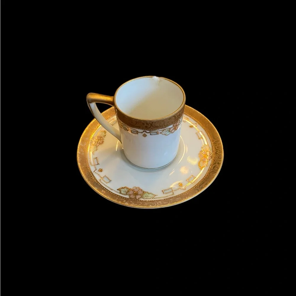 Antique Nippon Demitasse Cup & Saucer Morimura Bros 1911-1921 As Is