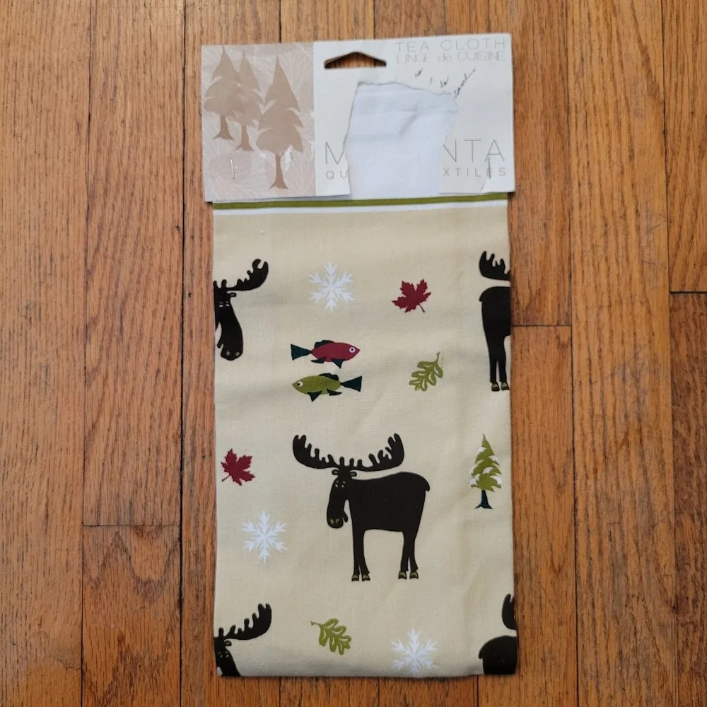 Tea Towel Tan Moose Fish Canadian‎ Collection Cotton Display Deor Gift Cabin