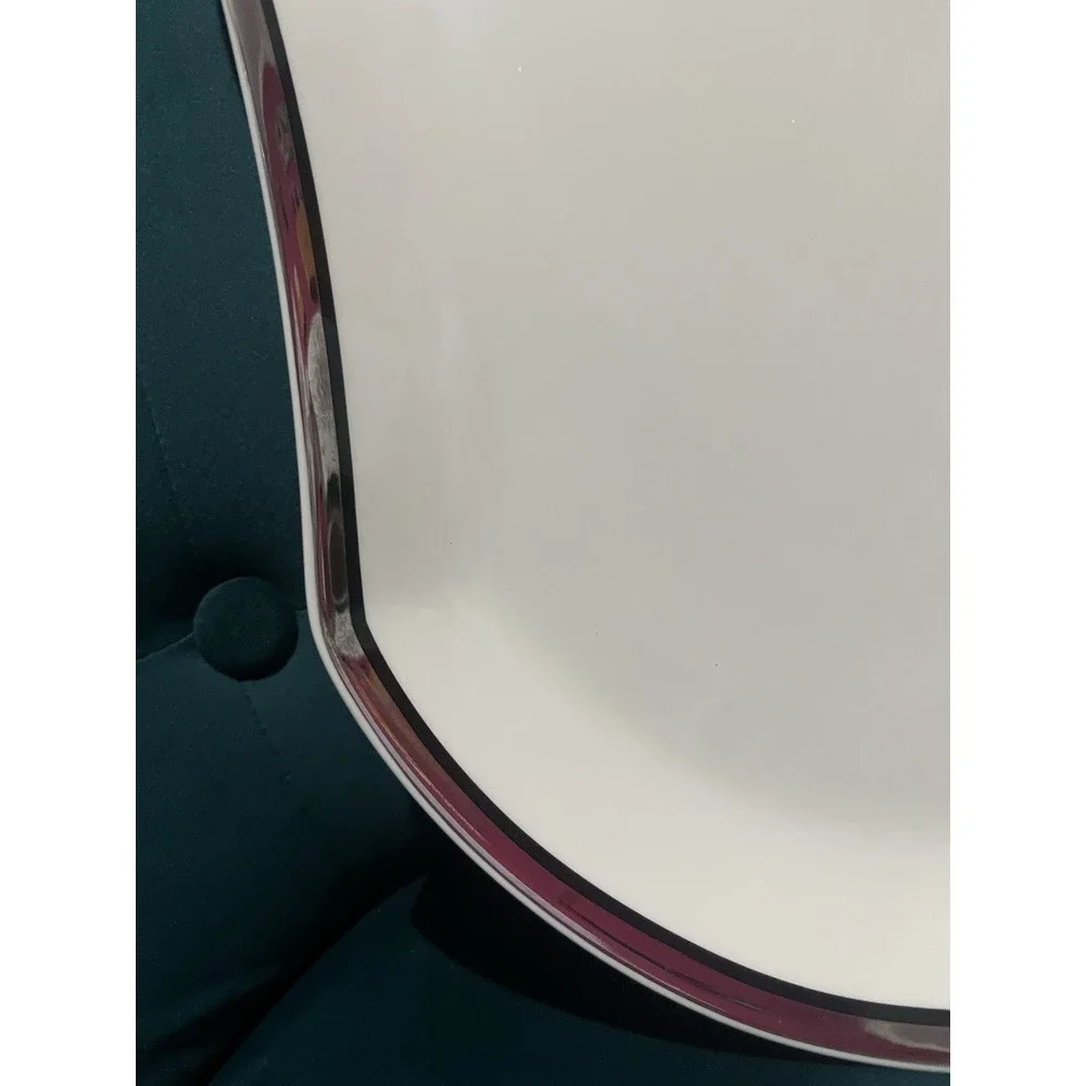 MIKASA China SOLITUDE Platinum Narumi Japan Hourglass Platter 10.5