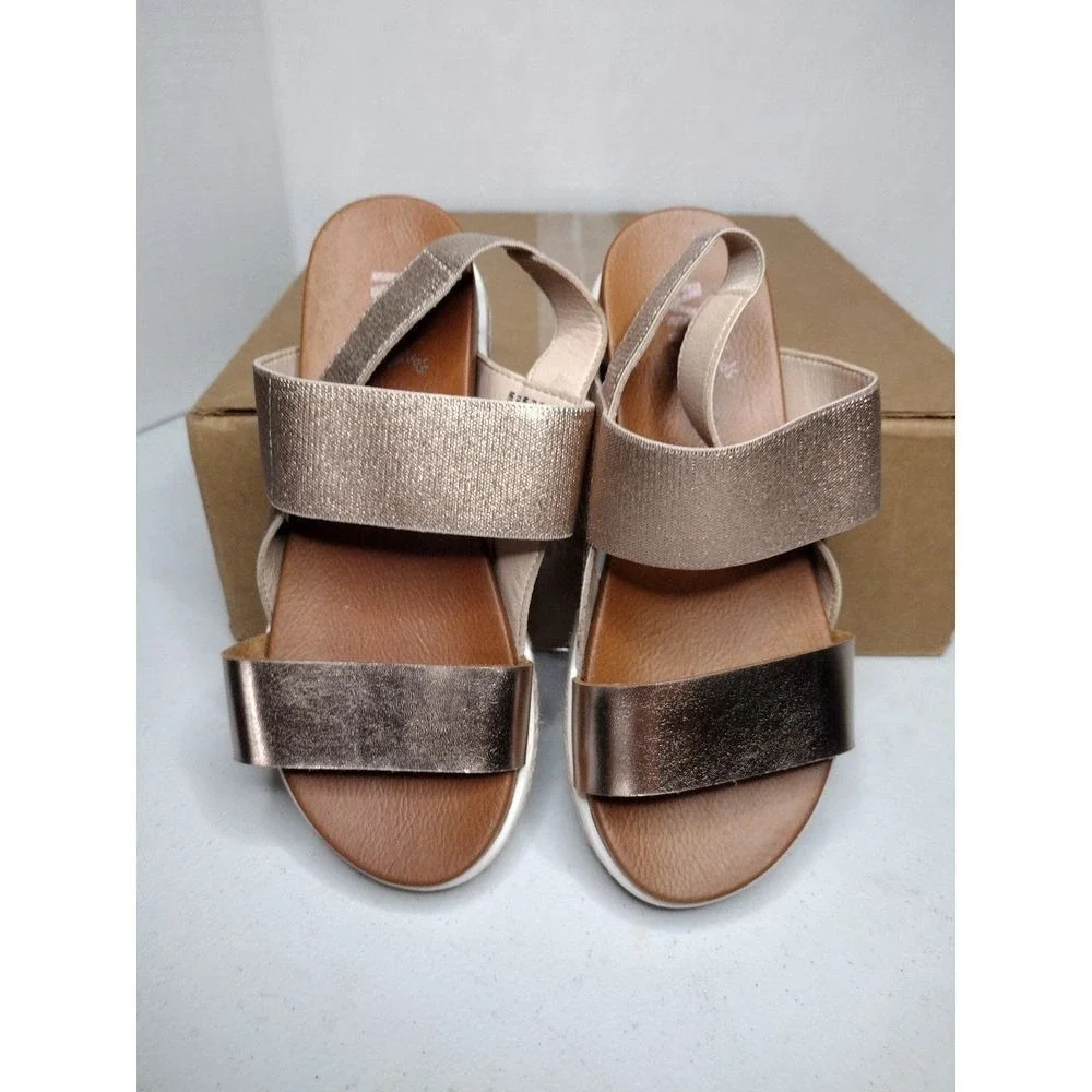 MIA Kids Girls Glitter Elastic‎ Strap Platform Sandals Rose Gold Size 1