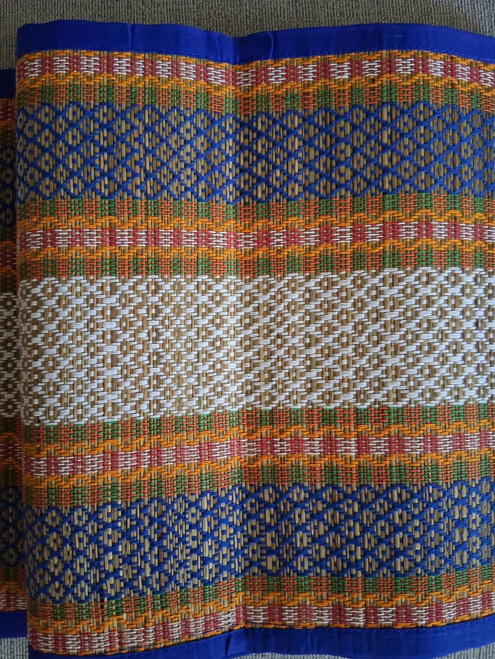 Long Table Runner in Blue, Gold, Cream, Orange, 7ft Long X 13 In Wide Nwt