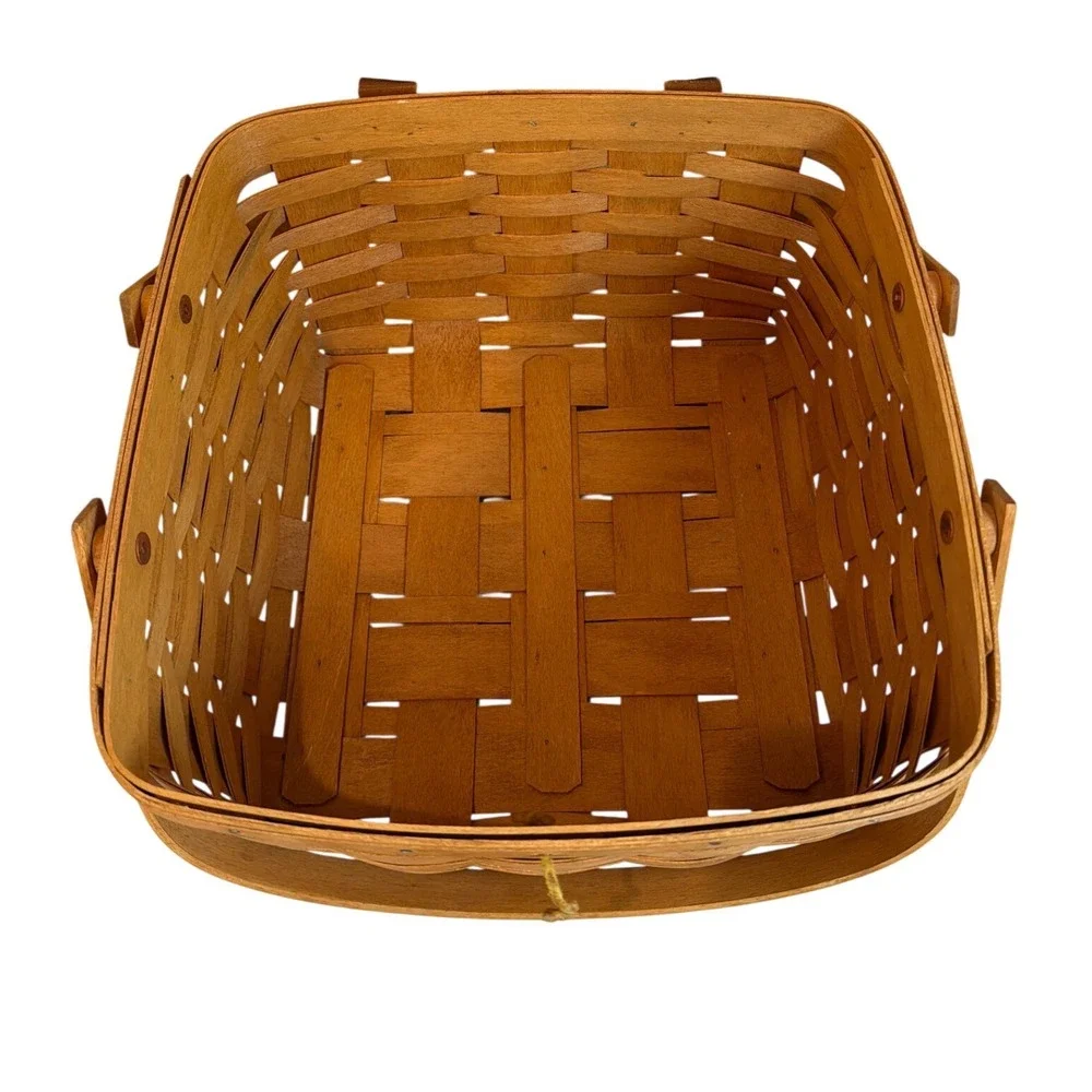 Longaberger 1994 Picnic Basket with Lid and Double Handles Woven Wood Vintage