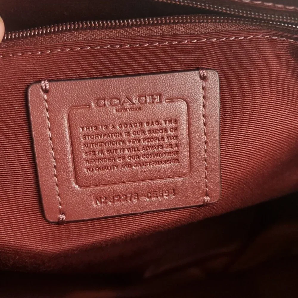 Coach Womens Brown Signature Canvas Ski Patches Double Handles Katy Satc…