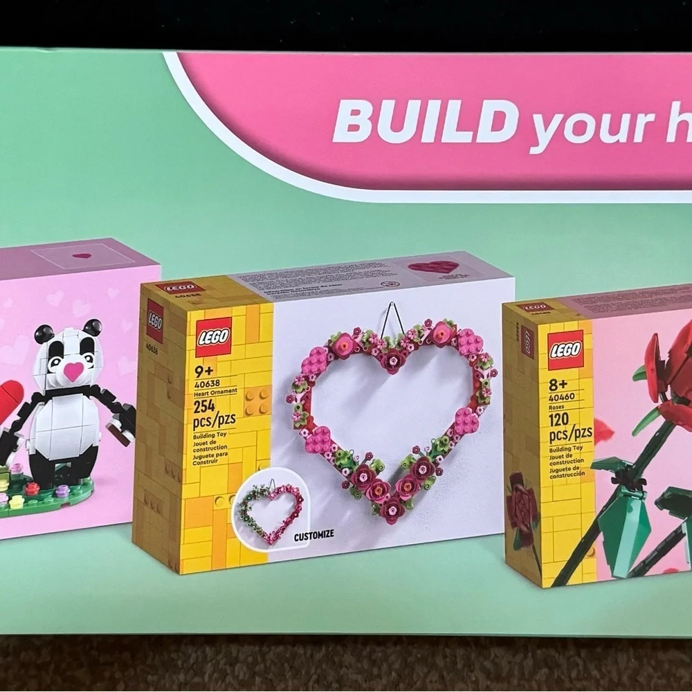 Lego hearts flowers