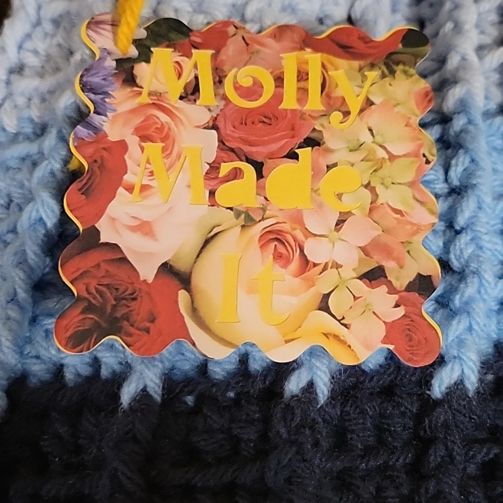 Handmade pom-pom hat beanie with fleece lining at ears crochet