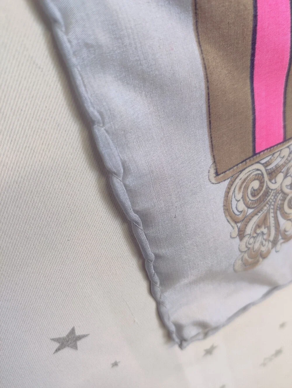 Vintage JCPenney 100% Silk Scarf Square 30x30 Made in Italy Pink Gray Silver