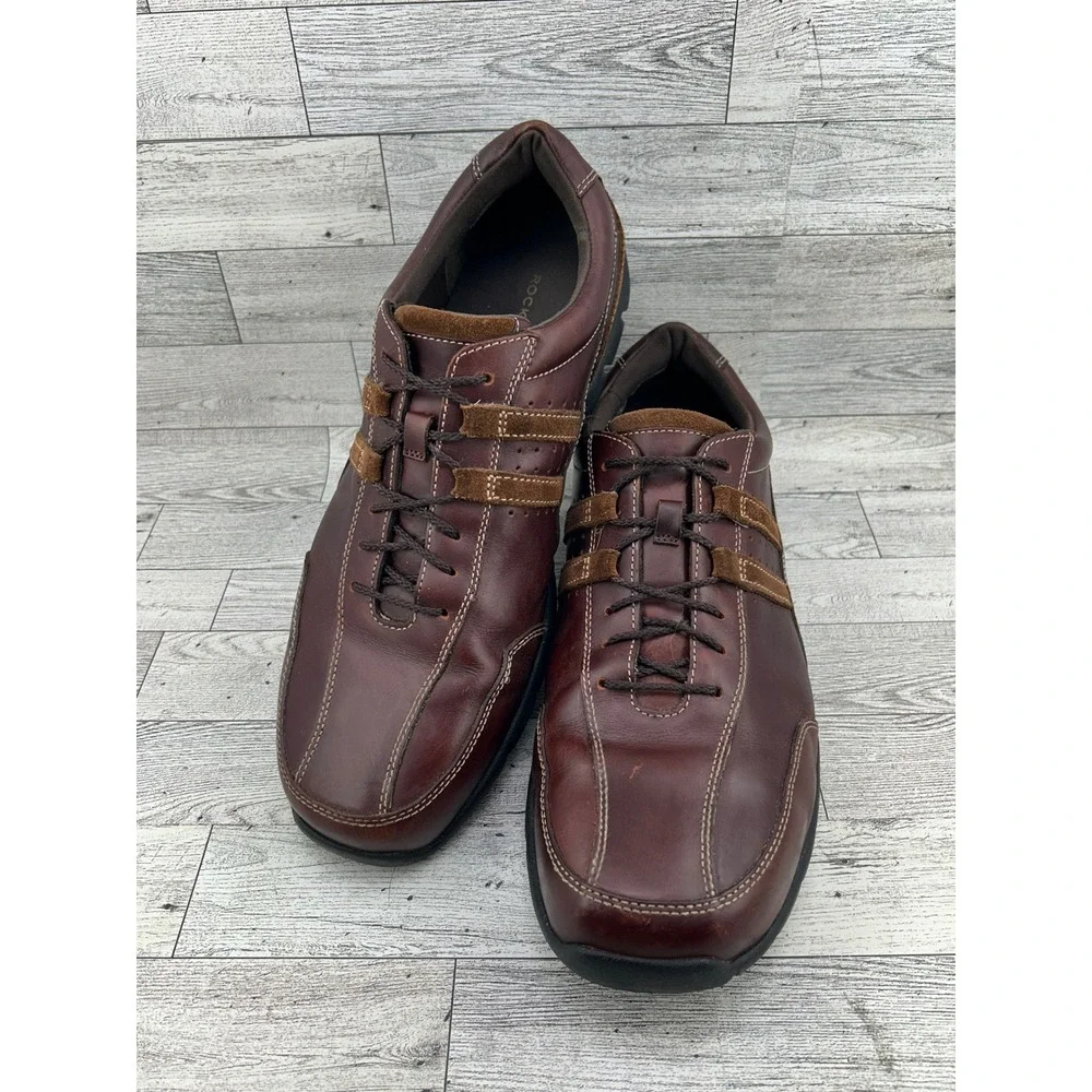 Rockport XCS‎ Men's Leather Brown Lace Up Comfort Driving Moccasin Shoes 14M