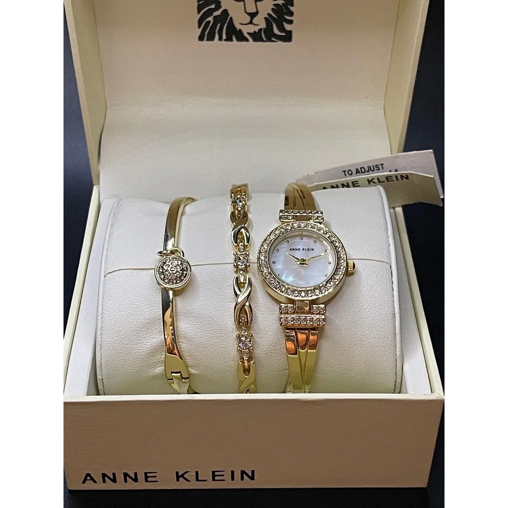 Anne‎ Klein Women's Gold-Tone Premium Crystal Model AK/1868GBST Set