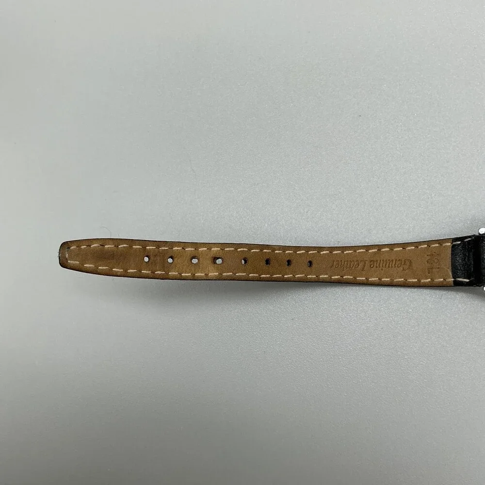 Vintage Timex Womens Watch 24mm Brown Dial Black Leather Strap Manual Wind