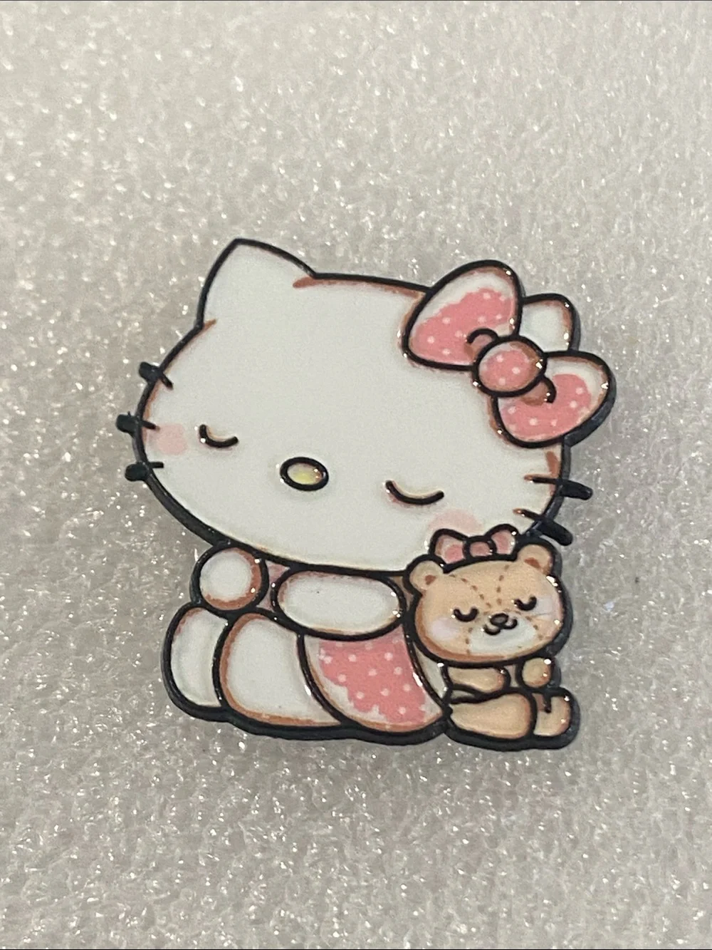 Sanrio Hello Kitty White & Pink Bow Enamel Pin with Teddy