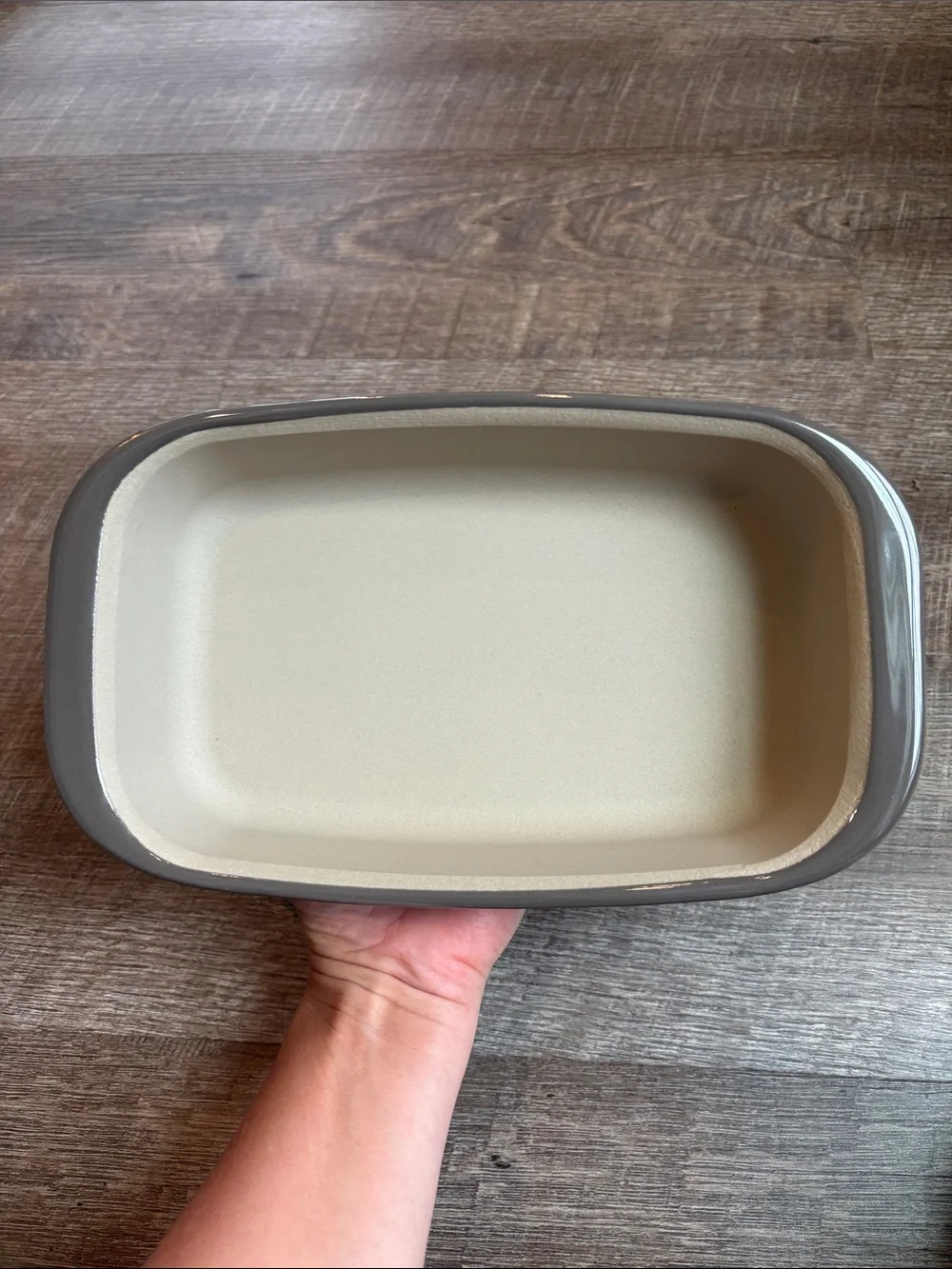 Pampered Chef Stoneware Gray Rectangle Baker 1421 Rectangle Small 6x9”