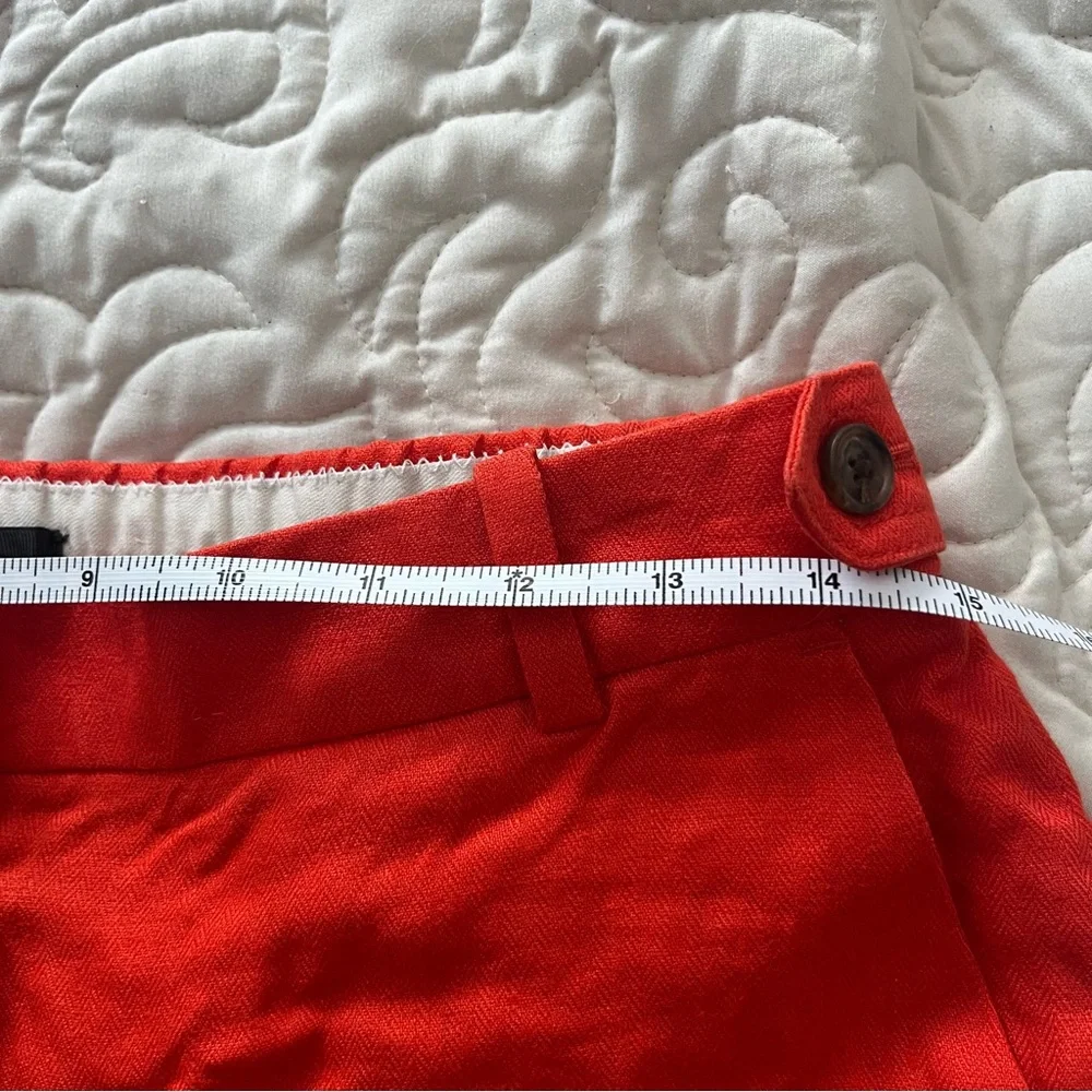 J.Crew Chino Shorts 100% Linen Orange Side Pocket Flat Front Size 2