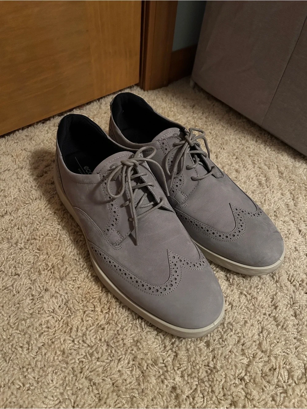 ECCO Men’s S Lite Hybrid Brogue Shoes Grey Oxford Wingtip EU 47 US Size 10