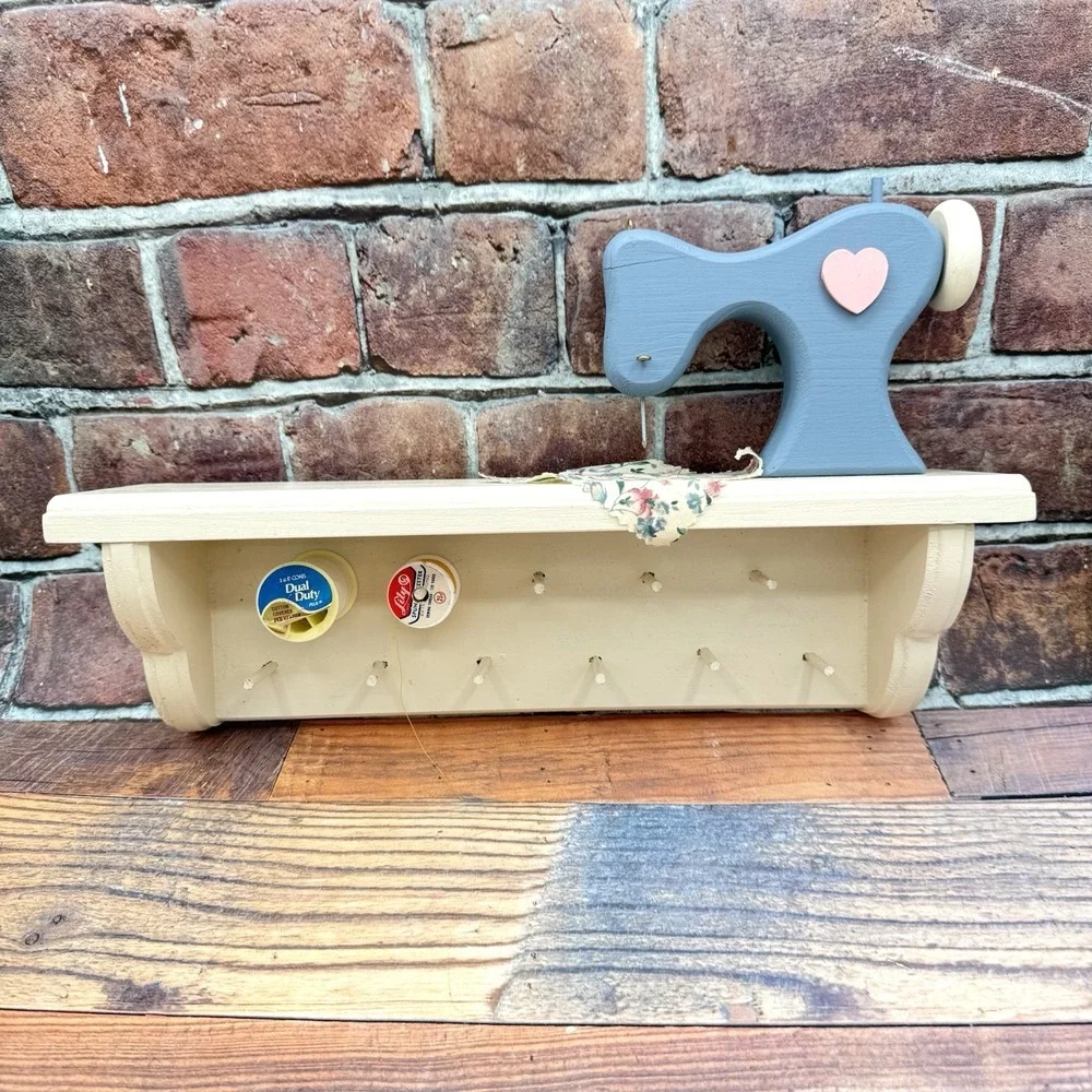 Vintage Wooden Sewing Thread Spool Holder Shelf Cottage Core Grannycore Country