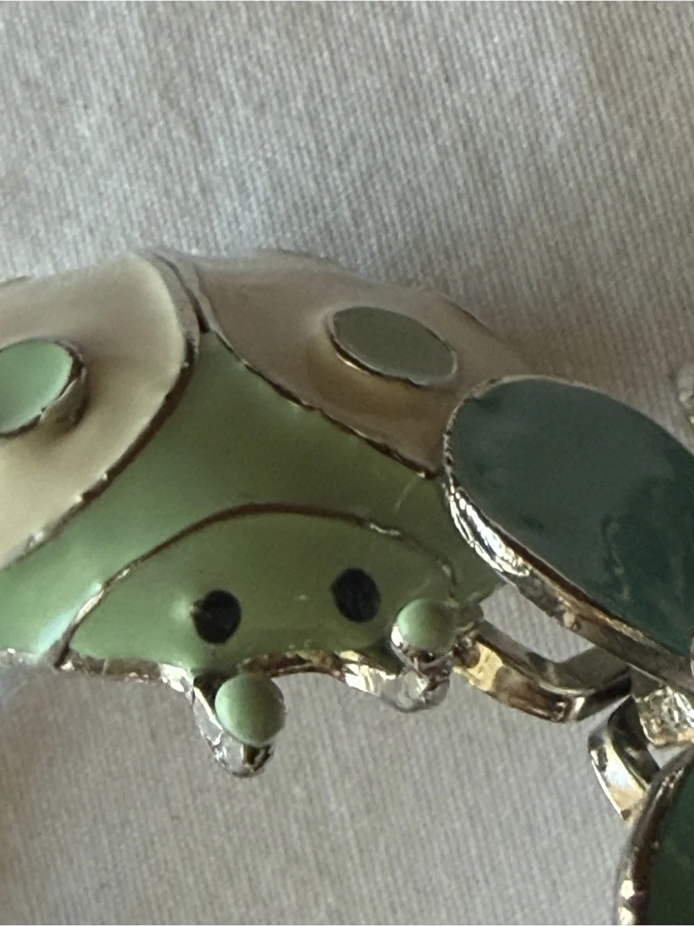 Statement Ladybug Flower Enamel Hinged Cuff Bracelet Rhinestone