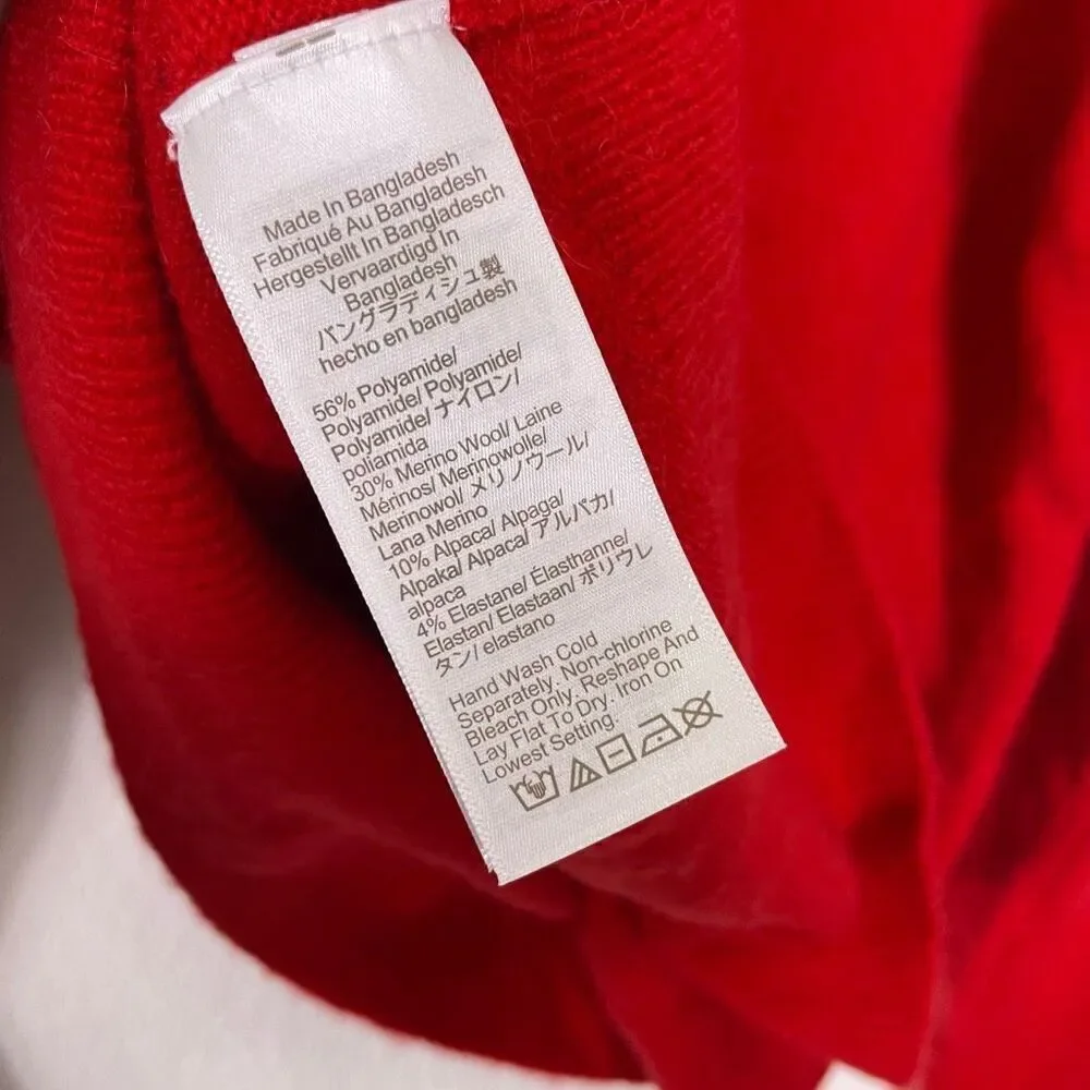 J. Crew‎ Red Mock Neck Wool Blend Pullover Sweater Size Small