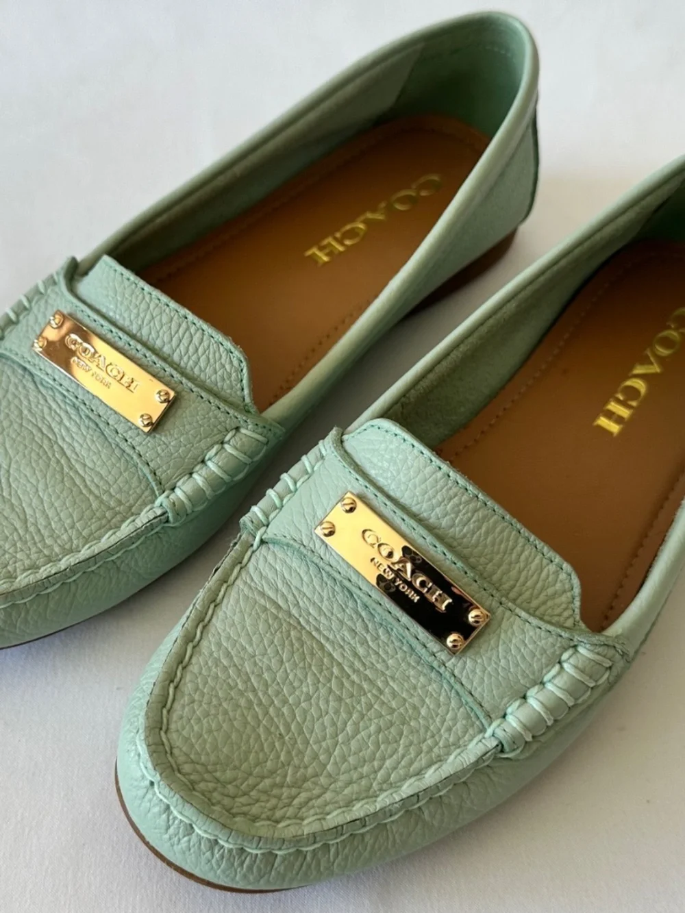 Coach Frederick Leather Driving Loafers Mint Pistachio Green Women's 6.5 M