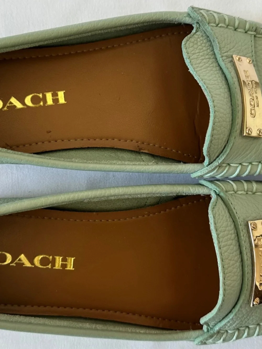Coach Frederick Leather Driving Loafers Mint Pistachio Green Women's 6.5 M