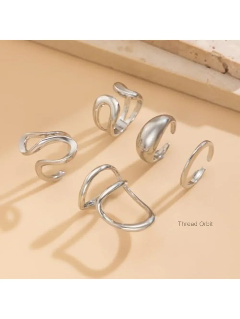Chunky Open Stacking Knuckle Rings Set Adjustable Irregular Statement Rings