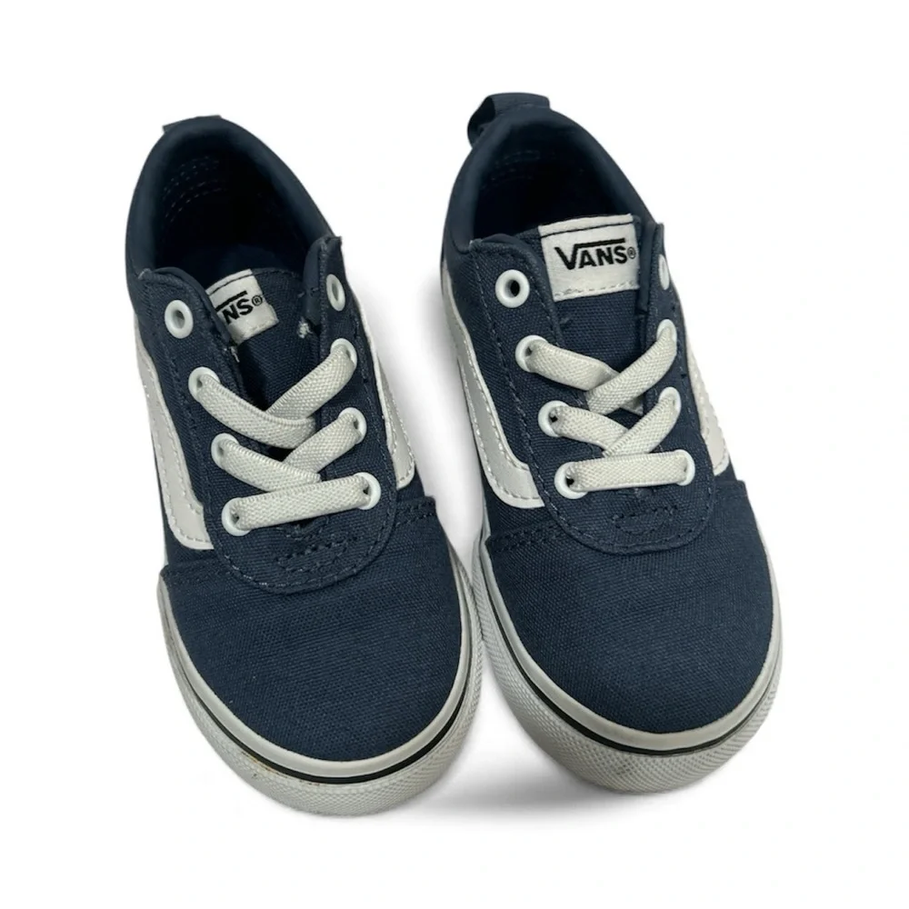 Vans Kids Dark Blue and White Sneakers