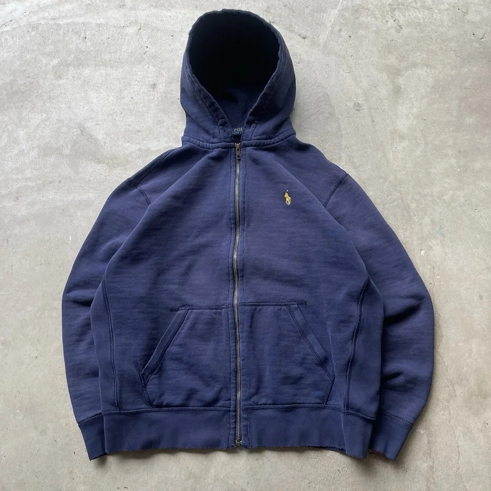 Polo Ralph Lauren Men's‎ Signature Navy Blue Fleece Hoodie Zip-Up Jacket Size L