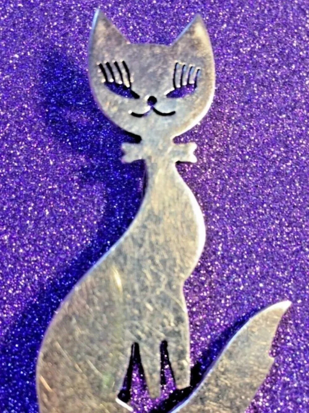 Cat Sitting Vintage Brooch Pin 925 Sterling Silver TAXCO Mexico 2.25