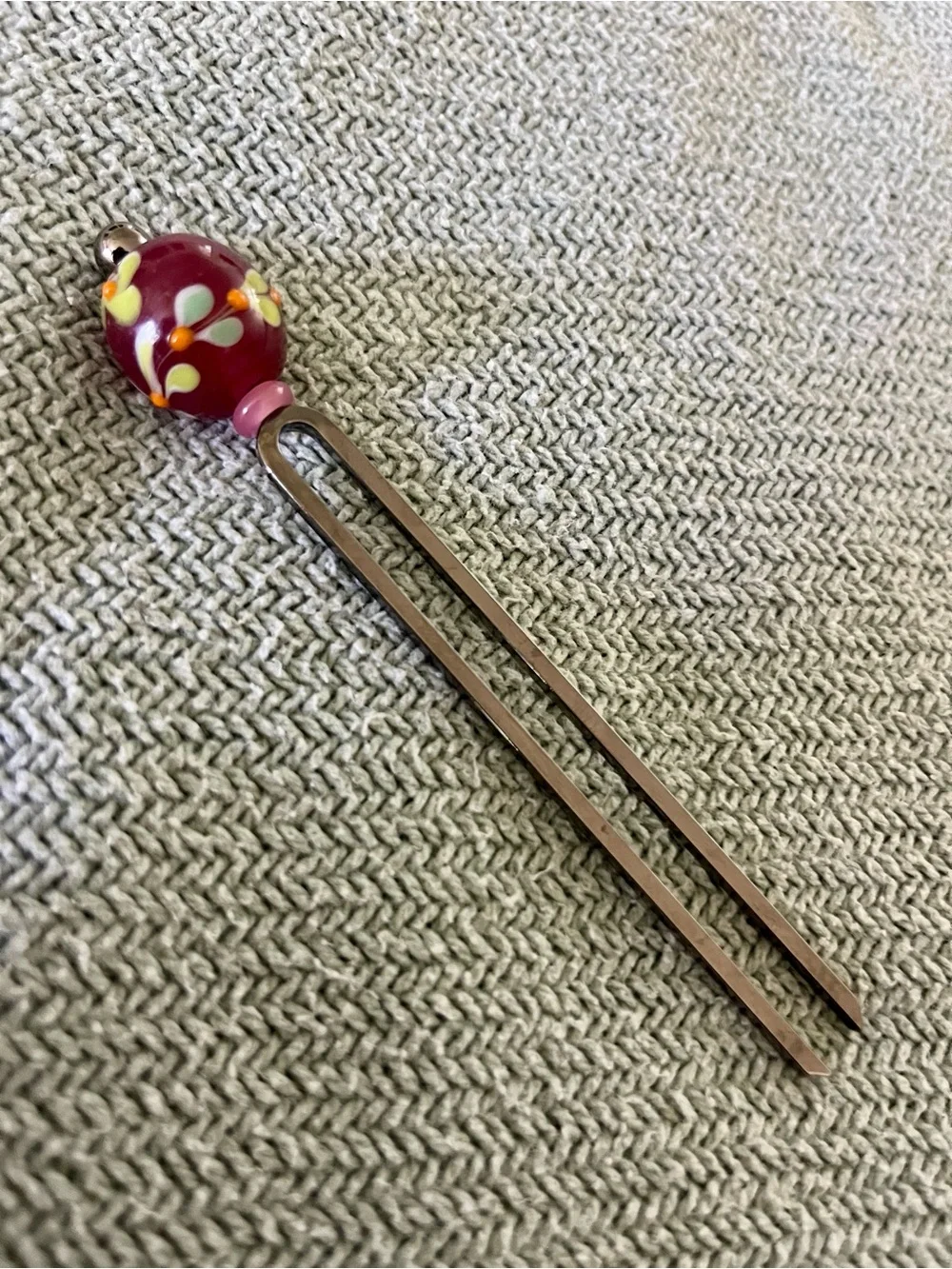 Handmade Japanese Kanzashi Glass Bead Hair Pin - Purchased in Aomori, Japan