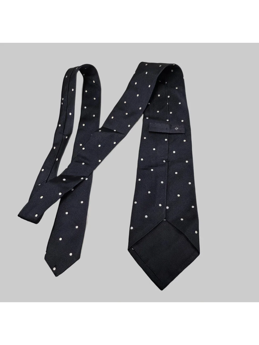 Loro Piana Luxury Tie Necktie SUITS Mes SILK  Dark Navy Polka Dots Long 61x3.3/4
